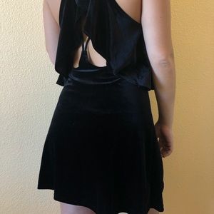 Velvet black dress with open back